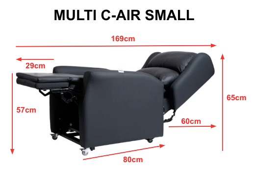 Multi C-Air 158kg (M/L) 127kg (S) SWL: Tilt in space, Rise & Recline Chair