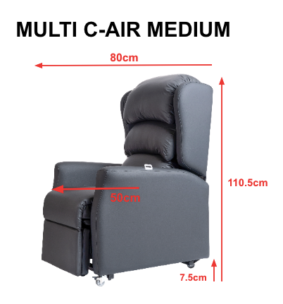 Multi C-Air 158kg (M/L) 127kg (S) SWL: Tilt in space, Rise & Recline Chair