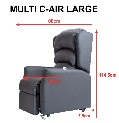 Multi C-Air 158kg (M/L) 127kg (S) SWL: Tilt in space, Rise & Recline Chair