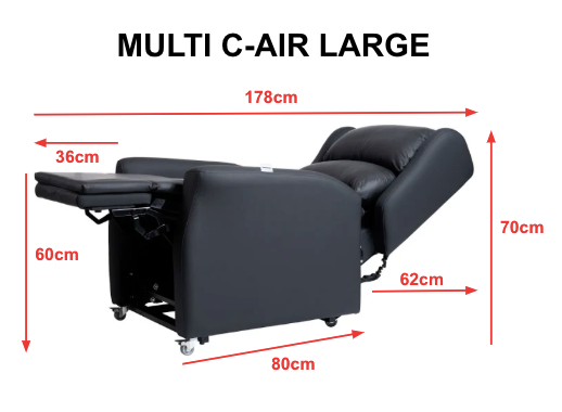 Multi C-Air 158kg (M/L) 127kg (S) SWL: Tilt in space, Rise & Recline Chair