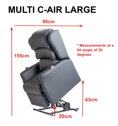 Multi C-Air 158kg (M/L) 127kg (S) SWL: Tilt in space, Rise & Recline Chair