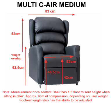Multi C-Air 158kg SWL: Tilt in space, Rise & Recline Chair
