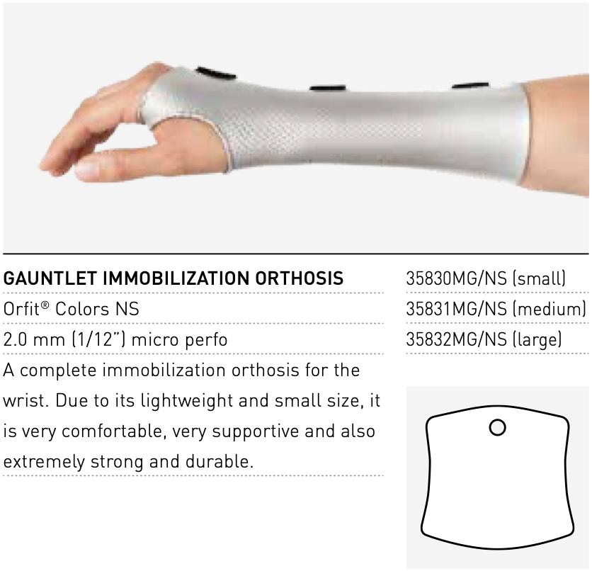 Splinted Gauntlets ORFIT COLOURS NS PRECUTS Gauntlet immobilisation orthosis – WS Medical ...